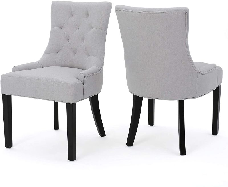 Photo 1 of  Fabric Dining Chairs, 2-Pcs Set, Light Grey
ONE CHAIR HAS THE 2 BACK LEGS BROKEN*****STOCK PHOTO NOT EXACT