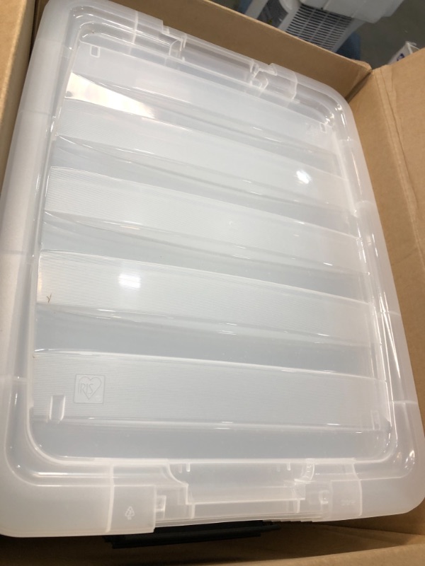 Photo 2 of IRIS 32 Quart Stack & Pull™ Box, 6 Pack, Clear with Black Handles