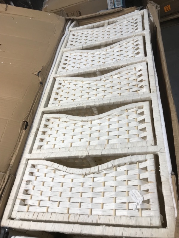 Photo 1 of 46" Natural Fiber Chest of Drawers on Wheels - White
