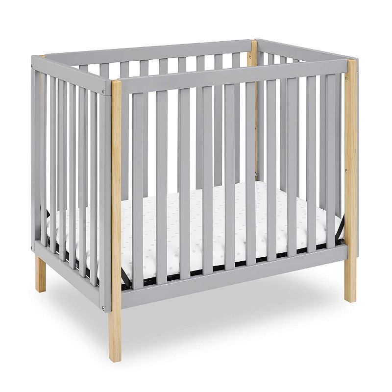 Photo 1 of Delta Children Gio Mini Crib with 2.75" Mattress Included, Grey/Natural
