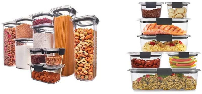 Photo 1 of **INCOMPLETE*** Rubbermaid Brilliance Pantry Organization & Food Storage Containers, Set of 10 (20 Pieces Total) & Brilliance Storage 14-Piece Plastic Lids | BPA Free, Leak Proof Food Container, Clear
