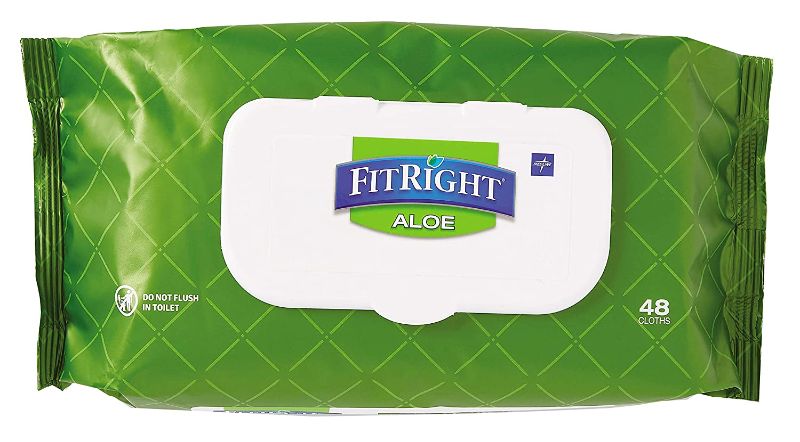 Photo 1 of MEDLINE FitRight Aloe Quilted Heavyweight Personal Cleansing Cloth Wipes, Unscented, 6 pack 