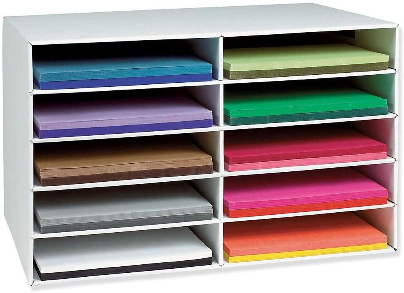 Photo 1 of Classroom Keepers 12" x 18" Construction Paper Storage, 10-Slot, White, 16-7/8"H x 26-7/8"W x 18-1/2"D, 1 Piece
