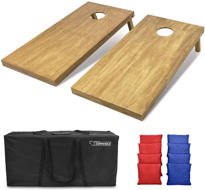 Photo 1 of GoSports 4feet x 2feet Regulation Size Wooden Cornhole Board

//missing bean bags// damaged
