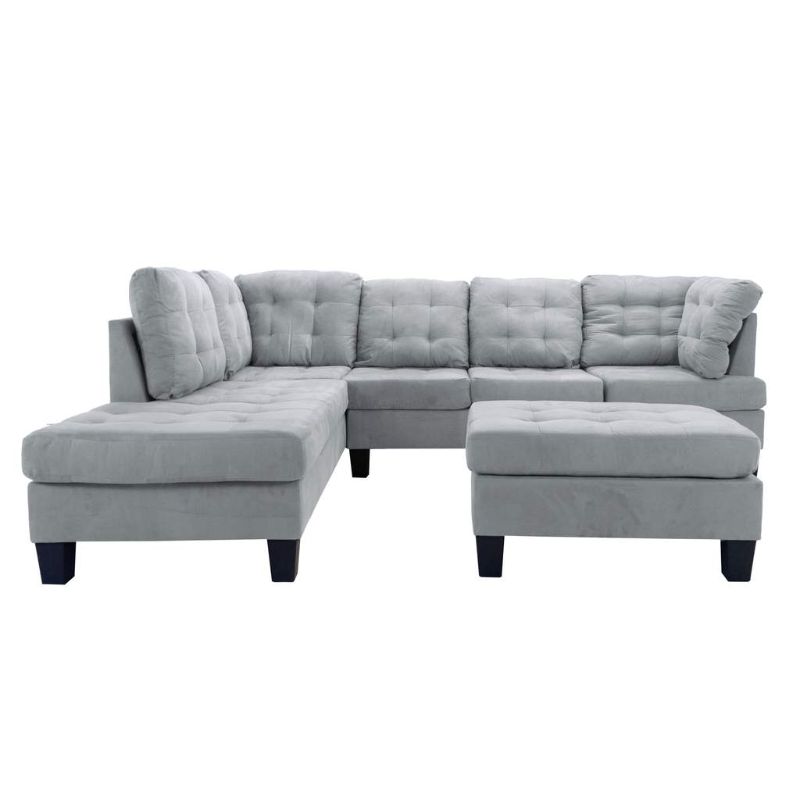 Photo 1 of **incomplete*** CLASSIC 3PIECE SECTIONAL AND OTTOMAN SET GREY
Carton 3 of 4 Cartons 