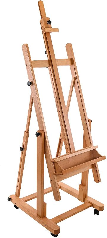 Photo 1 of  H-Frame Studio Easel with Artist Storage Tray - Tilts Flat, Sturdy Wooden Beech Wood Painting Canvas Holder Stand - 
