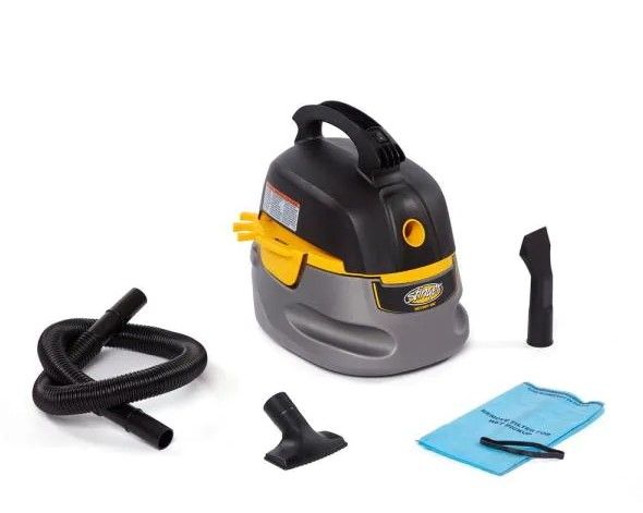 Photo 1 of 2.5 Gal. 1.75-Peak HP Compact Wet/Dry Shop Vacuum with Filter Bag, Hose and Accessories
