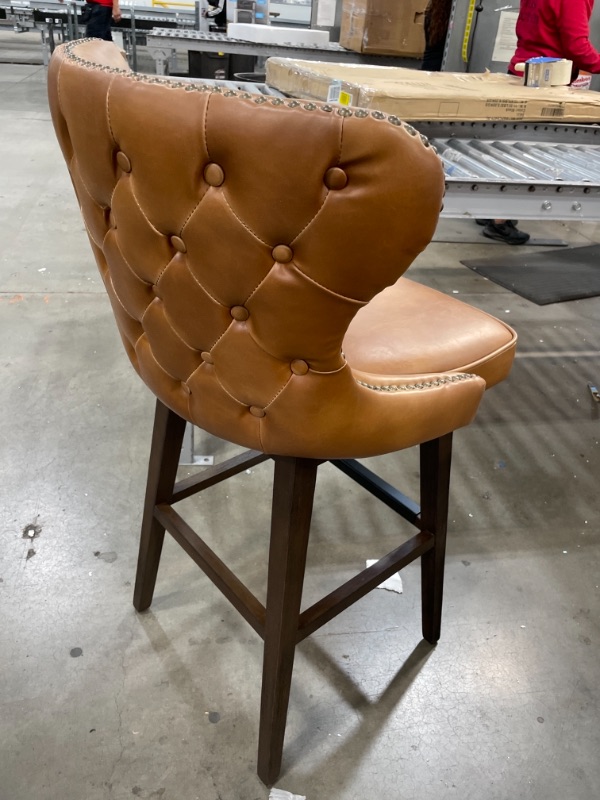 Photo 1 of  Leather Upholstered Seat Nailhead Trim Counter Stool
