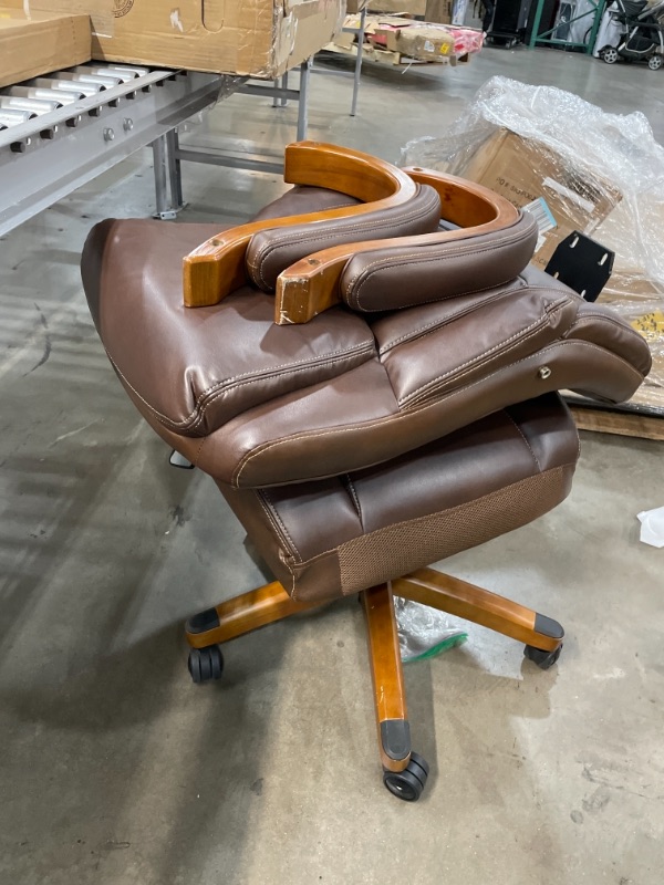 Photo 3 of La-Z-Boy Delano Big & Tall Executive Office Chair | High Back Ergonomic Lumbar Support, Bonded Leather, Brown | 45833 model
