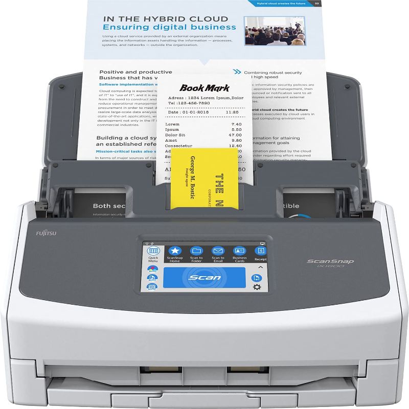 Photo 1 of Fujitsu ScanSnap iX1600 Versatile Cloud Enabled Document Scanner for Mac or PC, White
