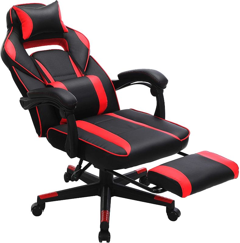 Photo 1 of ***PARTS ONLY*** SONGMICS Racing Gaming Chair, Adjustable Ergonomic Office Chair with Footrest, Tilt Mechanism, Lumbar Support, 330 lb Load, Black and Red UOBG073B01 27.6 x 27.6 x 49.6 inches

