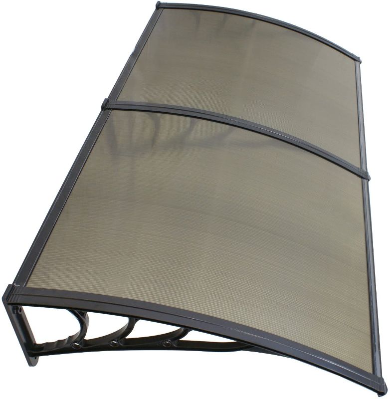 Photo 1 of 40 inch x 80 inch Window Awning Door Canopy Polycarbonate Cover Outdoor Front Door Patio Sun Shetter (Brown 1pcs) 40"Wx80"Lx11"H
