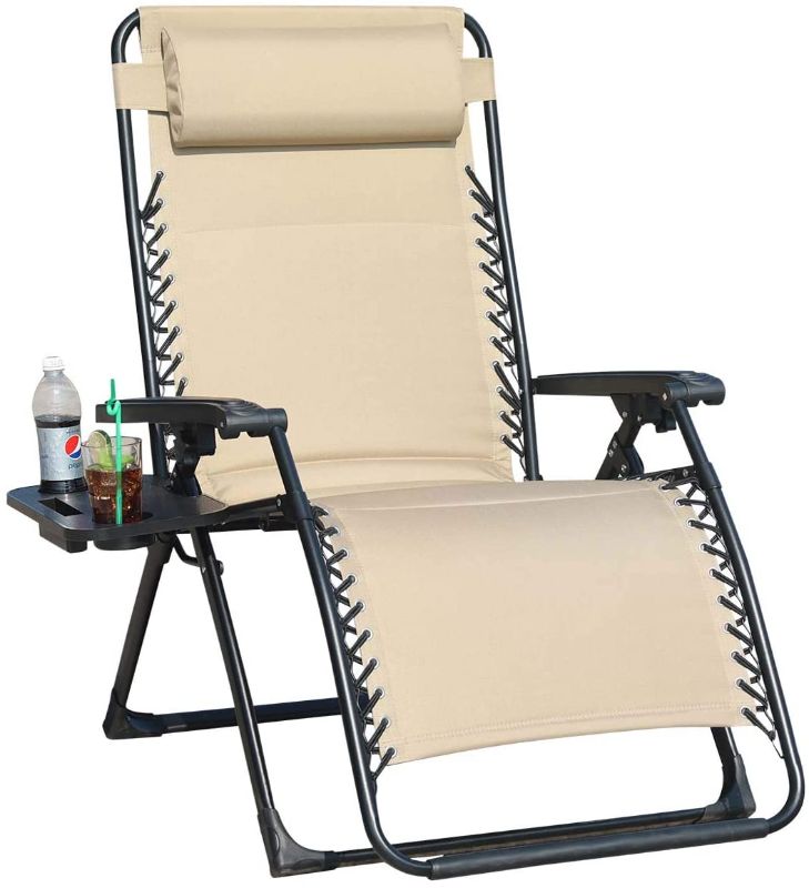 Photo 1 of GOLDSUN Oversize Padded Zero Gravity Patio Lounge Chair Adjustable Recliner with Side Table Support 350lbs-Green (color varies) 32"D x 31.5"W x 45"H

