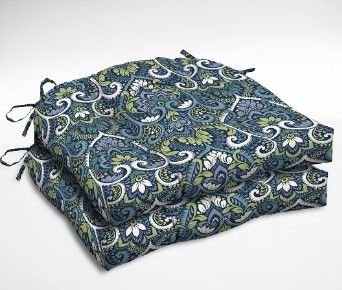 Photo 1 of 2pk Aurora Damask Wicker Chair Cushions Sapphire - Arden Selections 
20 Inches (W) x 18 Inches (D) x 5 Inches (Thick)