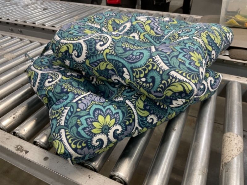 Photo 1 of 2pk Aurora Damask Wicker Chair Cushions Sapphire - Arden Selections 20 Inches (W) x 18 Inches (D) x 5 Inches (Thick)
