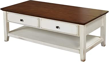 Photo 1 of *** PARTS ONLY*** Target Marketing Systems Charleston Modern Two-Tone 2 Drawer Living Room Coffee Table, 47.6", Off-White/Chestnut
