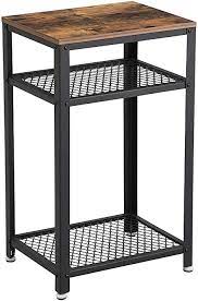 Photo 1 of VASAGLE Bryce Side Table, End Telephone Table with 2 Mesh Shelves, for Office Hallway or Living Room, Industrial Accent Furniture with Steel Frame, Rustic Brown and Black ULET75BX
