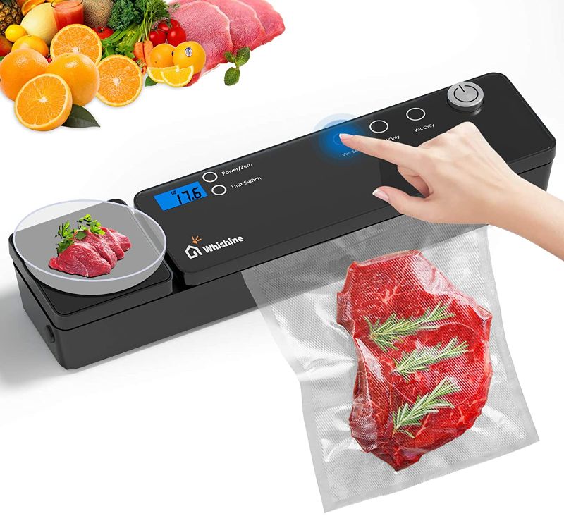 Photo 1 of 2021 Upgraded Food Saver Vacuum Sealer Machine - WHISHINE Automatic Food Sealers Vacuum Packing Machine with Kitchen Scale & Cutter - Starter Kit with 10 Vacuum Sealer Bags - Dry & Moist Food Modes
