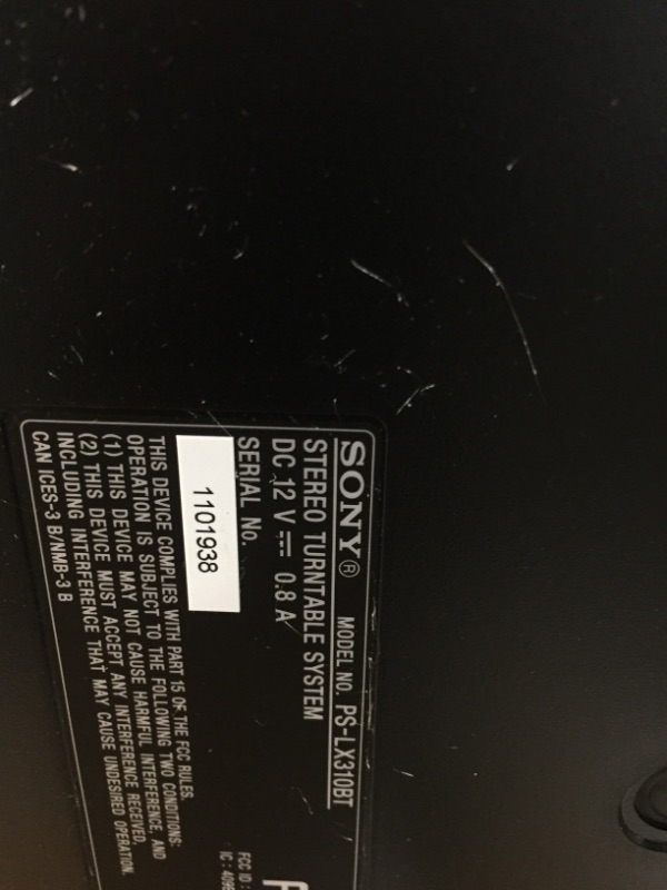 Photo 3 of Sony PS-LX310BT Belt Drive Turntable: Fully Automatic Wireless Vinyl Record Player with Bluetooth and USB Output Black
**minor damage see notes***