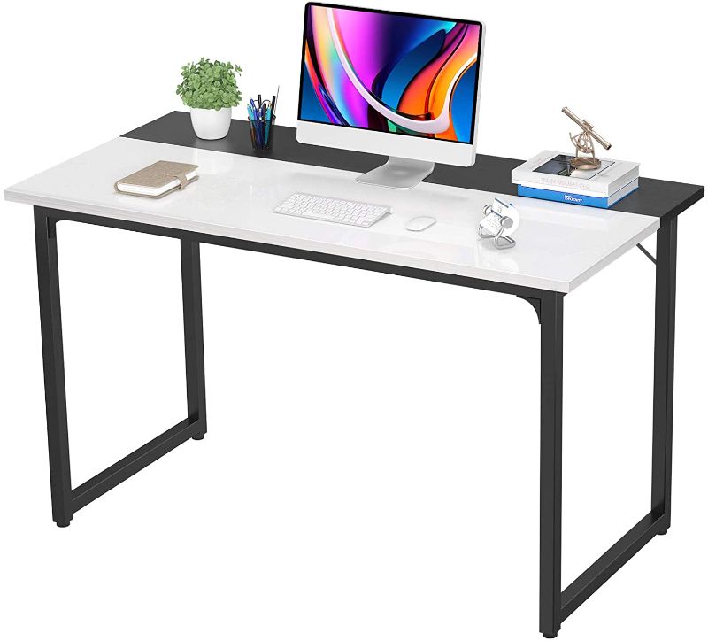 Photo 1 of Desk Computer Desk 39 Inch Home Office Desk Writing Desk with Drawers Easy to Assemble Study Desk Laptop PC Gaming Desk Modern Simple Desk for Bedroom Living Room Home Kitchen, White and Black
