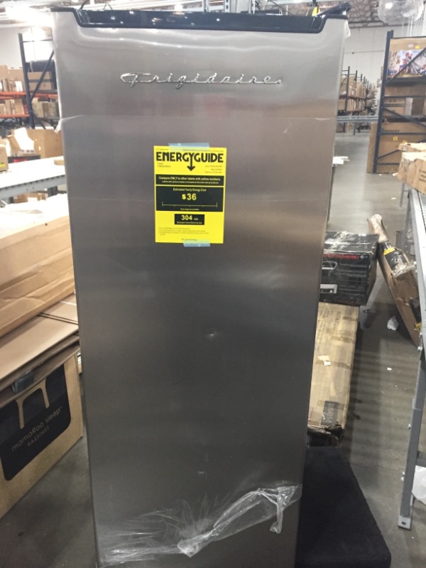 Photo 3 of *DAMAGED ITEM * Frigidaire 6.5 Cu. ft. Upright Retro Freezer, Platinum Color Stainless**SOLD AS-IS**