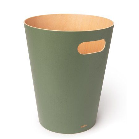 Photo 1 of Umbra Woodrow 2.25 Gallon Open Countertop Waste Basket Wood in Green, Size 11.0 H X 9.0 W X 9.0 D in | Wayfair 082780-1095
