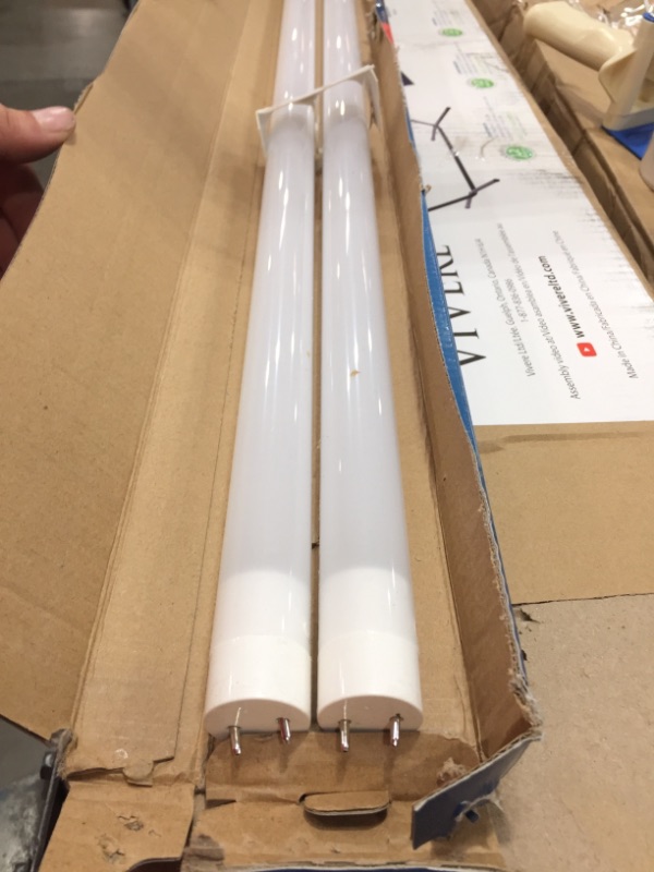 Photo 3 of 4 ft. 19-Watt T8 32W/ T12 40W Equivalent Cool White (4100K) G13 Bypass Ballast Linear LED Tube Light Bulbs 2-PACK