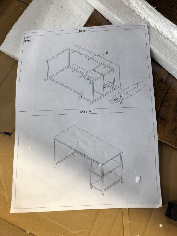 Photo 2 of VASAGLE ALINRU Computer Desk, 55.1-Inch Long Home Office Desk for Study, Writing Desk with 2 Shelves on Left or Right, Steel Frame, Industrial, Rustic Brown and Black ULWD55X
