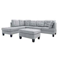 Photo 1 of ANGOLO 1 CLASSIC 3-PIECE SECTIONAL AND OTTOMAN SET, GREY 
BOX 3 OF 4!