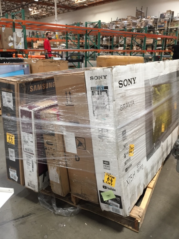 Photo 1 of PALLET OF ASSORTED USED/ DAMAGED/ MISSING PARTS/ NON FUNCTIONAL TVS AND MONITORS! 
SOLD AS IS! NO REFUNDS!