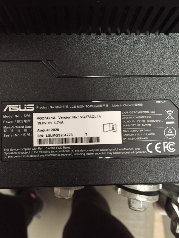 Photo 5 of ASUS TUF Gaming 27" 2K Monitor (VG27AQL1A) - WQHD (2560 x 1440), IPS, 170Hz (Supports 144Hz), 1ms, Extreme Low Motion Blur, DisplayHDR, Speaker, G-SYNC Compatible, VESA Mountable, DisplayPort, HDMI
