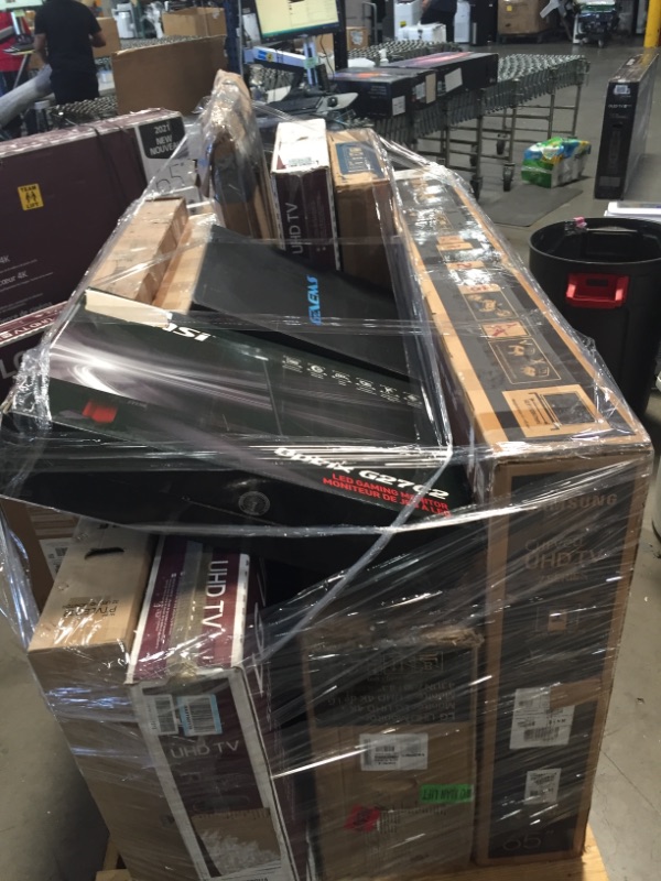 Photo 1 of PALLET OF ASSORTED USED/ DAMAGED/ MISSING PARTS/ NON FUNCTIONAL TVS AND MONITORS!
SOLD AS IS! NO REFUNDS!