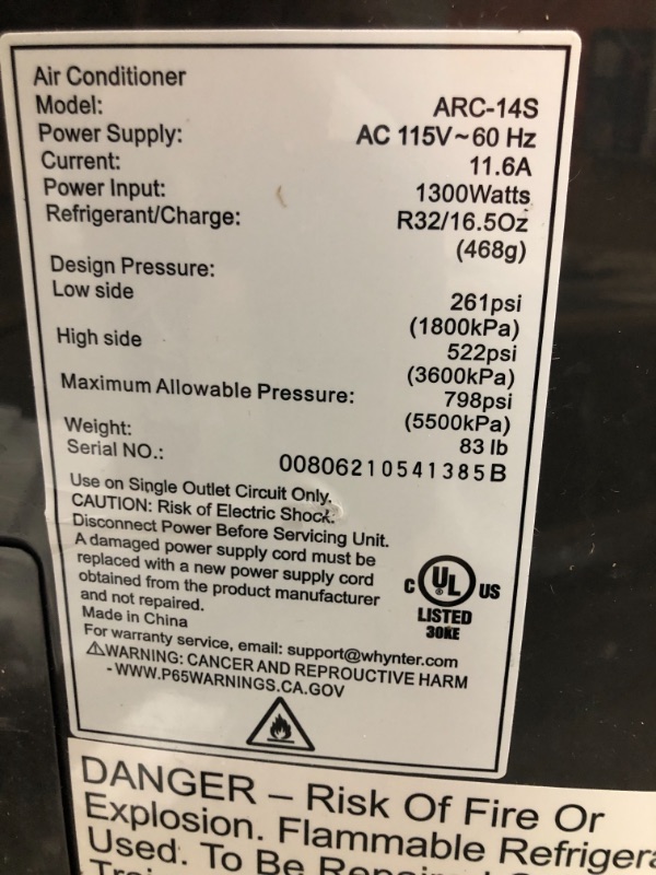 Photo 4 of Whynter ARC-14S 14,000 BTU Dual Hose Portable Air Conditioner, Dehumidifier, Fan with Activated Carbon Filter Plus Storage Bag for Rooms up to 500 sq ft, Platinum and Black
