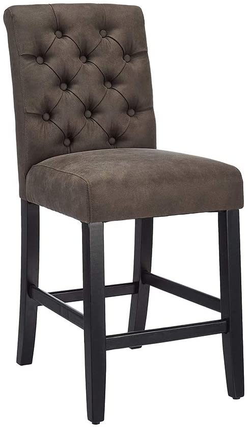 Photo 1 of CangLong Tufted Leather Kitchen Counter Height Stool Chair for Bar, Kitchen, Dining Room, Living Room and Bistro Pub, Set of 1, Black
