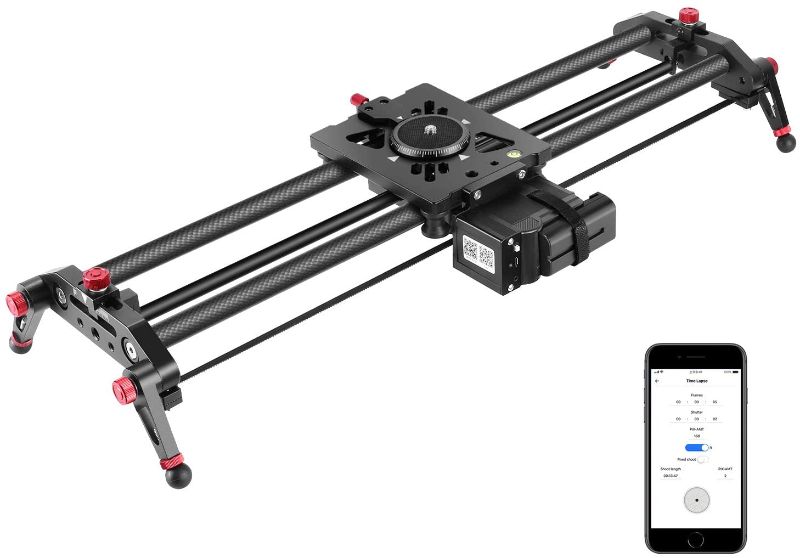 Photo 1 of  APP Control Carbon Fiber Track Dolly Rail with Mute Motor/Time Lapse Video Shot/Follow Focus Shot/120 Degree Panoramic Shot, Only compatible with iPhone