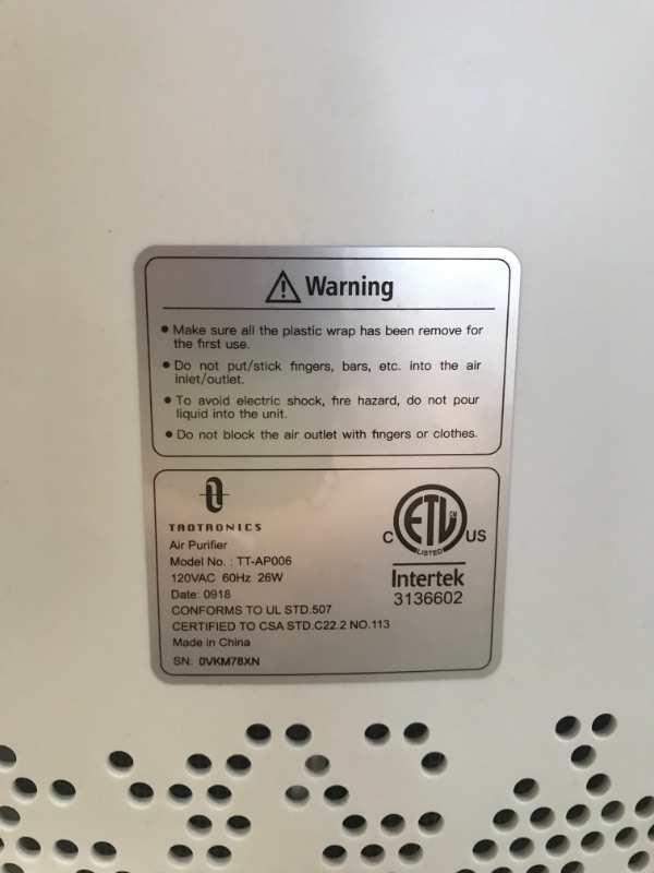 Photo 1 of Air Purifier for Home, Quiet 24db for 224 sq.ft, Remove 99.97% Smoke, Allergies
