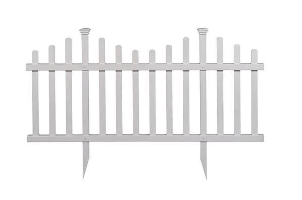 Photo 1 of 2.5 ft. x 4.7 ft. Madison No-Dig Vinyl Garden Picket Fence Panel Kit (2-Pack)
