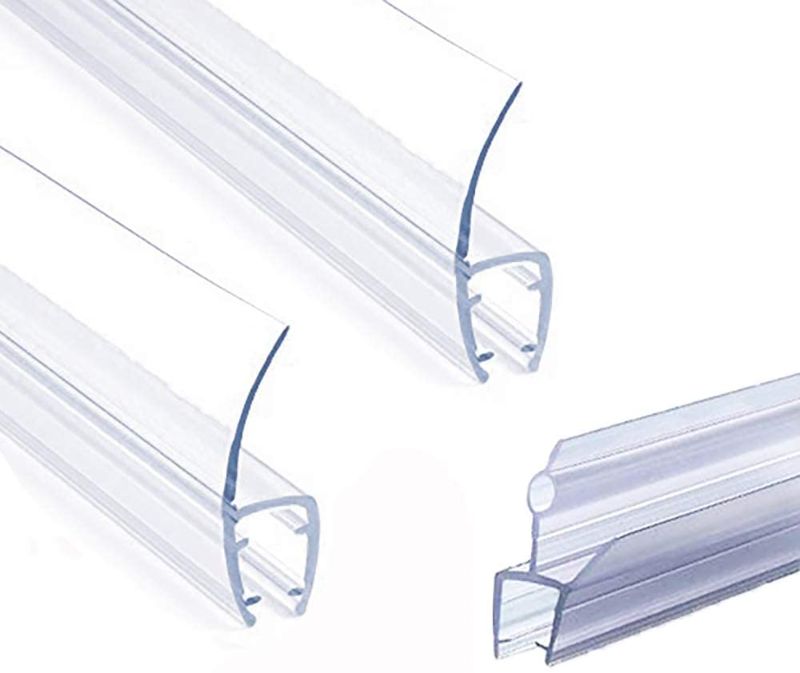 Photo 1 of Frameless Shower Door Seal Strip, Weather Stripping Seal Sweep with Drip Rail for 3/8-Inch Glass, 39"Length J+ 2PCS x 39" Length H-Type (3/8" Glass)
