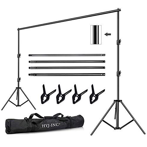 Photo 1 of HYJ-INC 12ft x 10ft Photo Video Studio Heavy Duty Adjustable Photography Muslin Backdrop Stand Background Support System Kit with Carry Bag 4 Spring Clamps