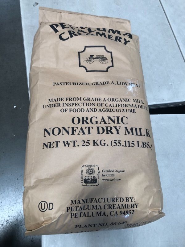 Photo 1 of 55lb Petaluma Creamery Low Heat Non-Fat Highest Quality Organic Dry Milk Made in California USA production date march 24th 2020