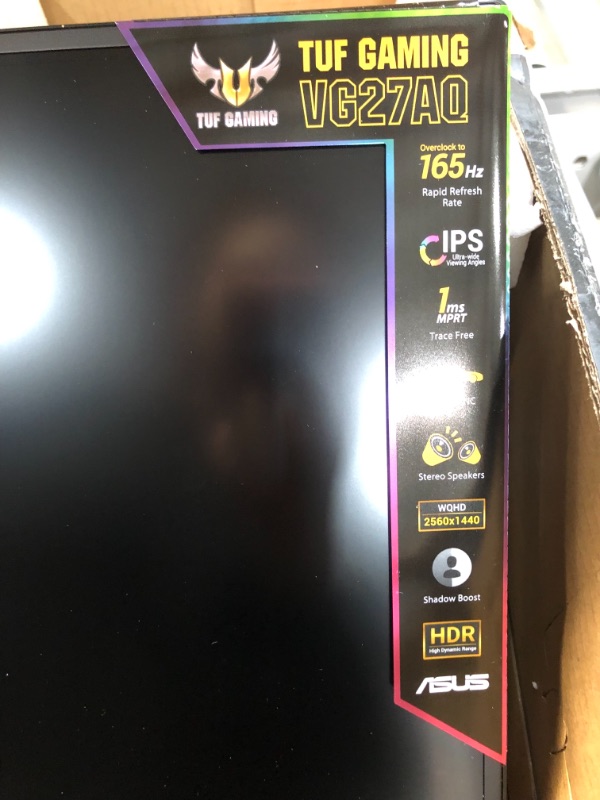 Photo 10 of ASUS TUF Gaming 27" 2K HDR Gaming Monitor (VG27AQ) - WQHD (2560 x 1440), 165Hz (Supports 144Hz), 1ms, Extreme Low Motion Blur, Speaker, G-SYNC...
