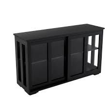 Photo 1 of 41.92 in.W Black Kitchen Storage Stand Cupboard Sideboard With Glass Door
