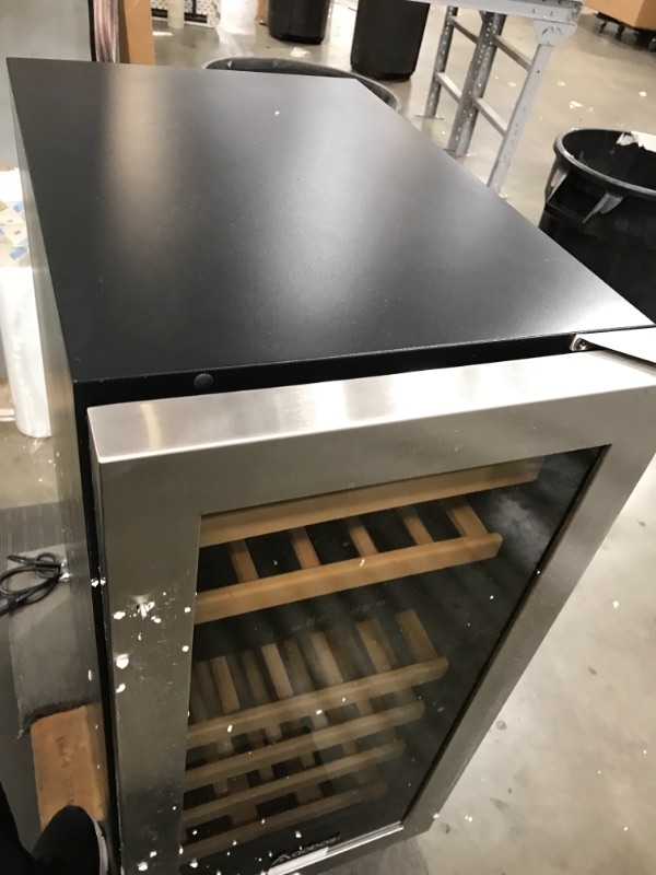 Photo 7 of *Missing handle and screw for door*
AAOBOSI 15 Inch Wine Cooler, 28 Bottle Dual Zone Wine Refrigerator with Stainless Steel Tempered Glass Door, Temp Memory Function, Fit Champagne.

