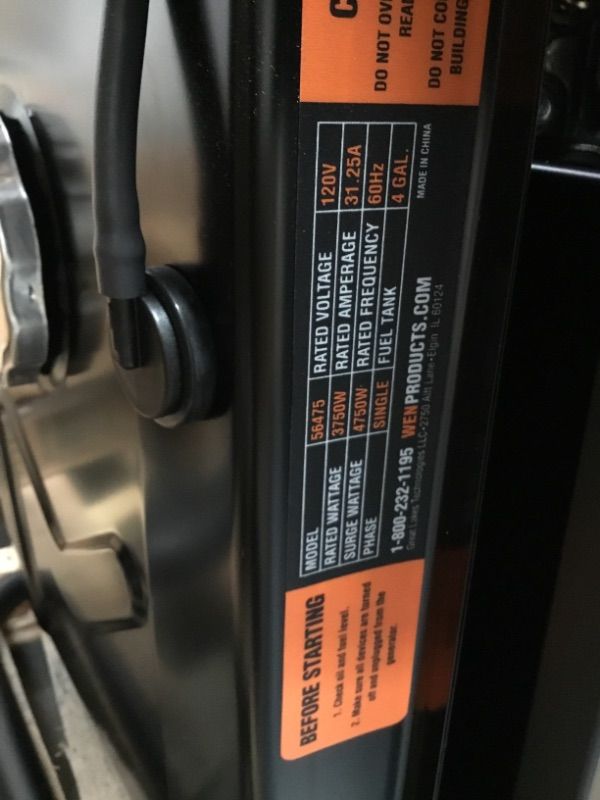 Photo 1 of WEN 56475 4750W Electric Start Generator
