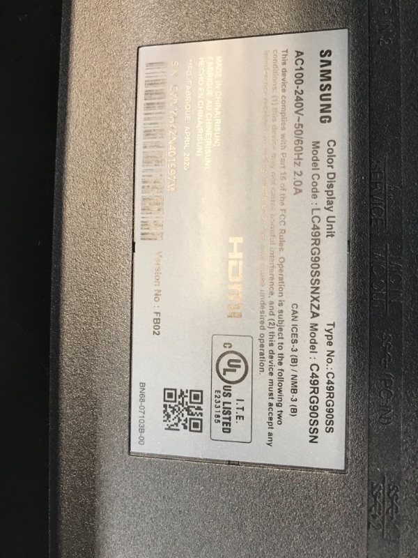 Photo 1 of Samsung 49 inch Class Wide Screen Qled Gaming Quantum Dot (3840x1080) Monitor - Lc49rg90ssnx/za, Gray
