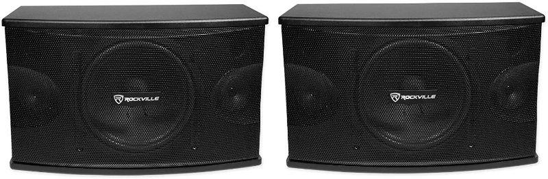 Photo 1 of Pair Rockville KPS10 10" 3-Way 1200 Watt Karaoke Speakers+Wall Brackets / MDF BLACK 
