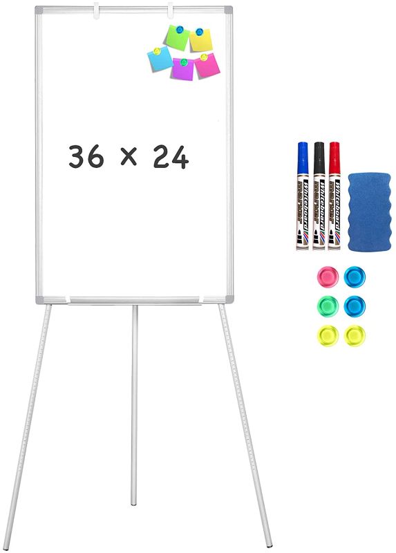 Photo 1 of Easel Whiteboard - Magnetic Portable Dry Erase Easel Board 36 x 24 Tripod Whiteboard Height Adjustable Flipchart Easel Stand White Board for Office or Teaching at Home & Classroom
