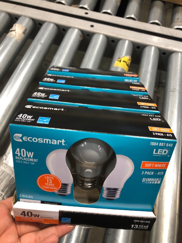 Photo 2 of 40-Watt Equivalent A15 Dimmable ENERGY STAR Frosted Glass Deco Filament LED Vintage Edison Light Bulb Soft White(3-Pack)
 4 BOXES OF 3 PACKS EACH 