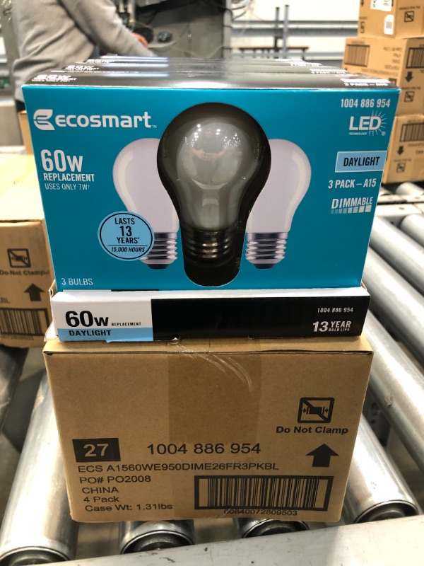 Photo 2 of 60-Watt Equivalent A15 Dimmable Frosted Glass Decorative Filament LED Vintage Edison Light Bulb Daylight (3-Pack)
8 BOXES OF 3 PACKS EACH 