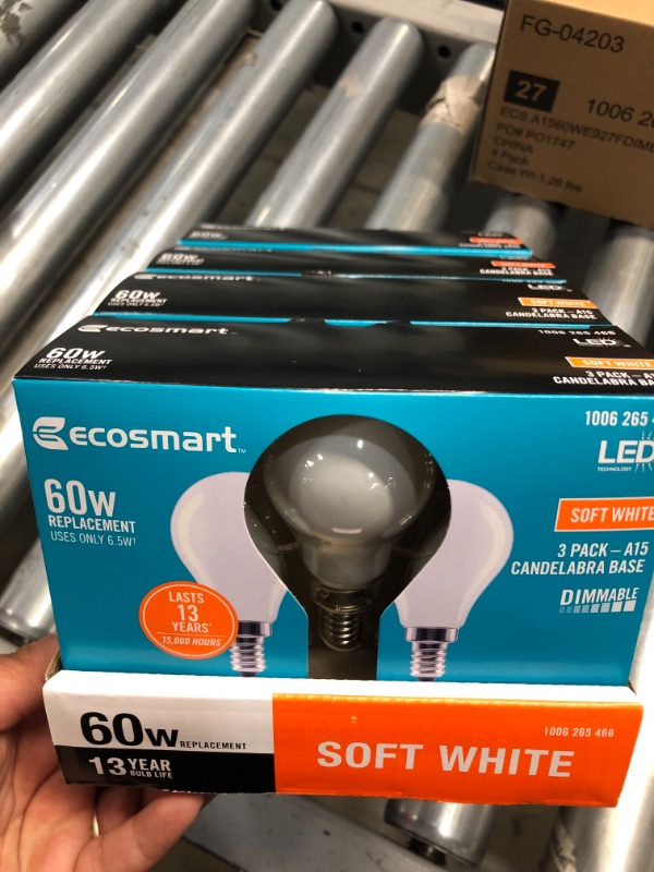 Photo 2 of 60-Watt Equivalent A15 Dimmable Appliance Fan Frosted Glass Filament LED Vintage Edison Light Bulb Soft White (3-Pack)
12 BOXES OF 3 PACKS EACHS 